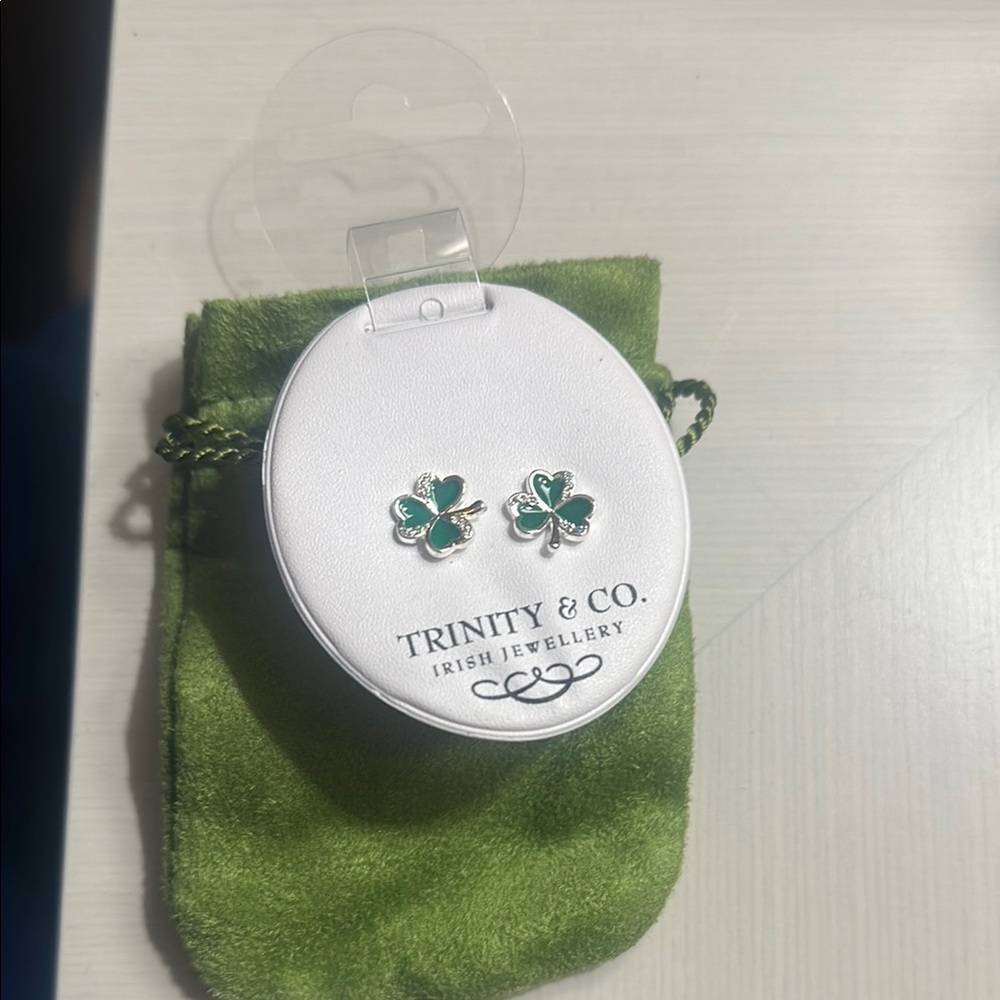 Trinity Green Floral Stud Earrings